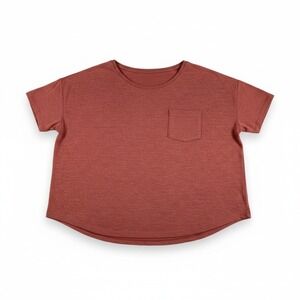 Old Navy Boyfriend Linen Blend Pocket Tee Shirt Crewneck Womens Large Rust Red